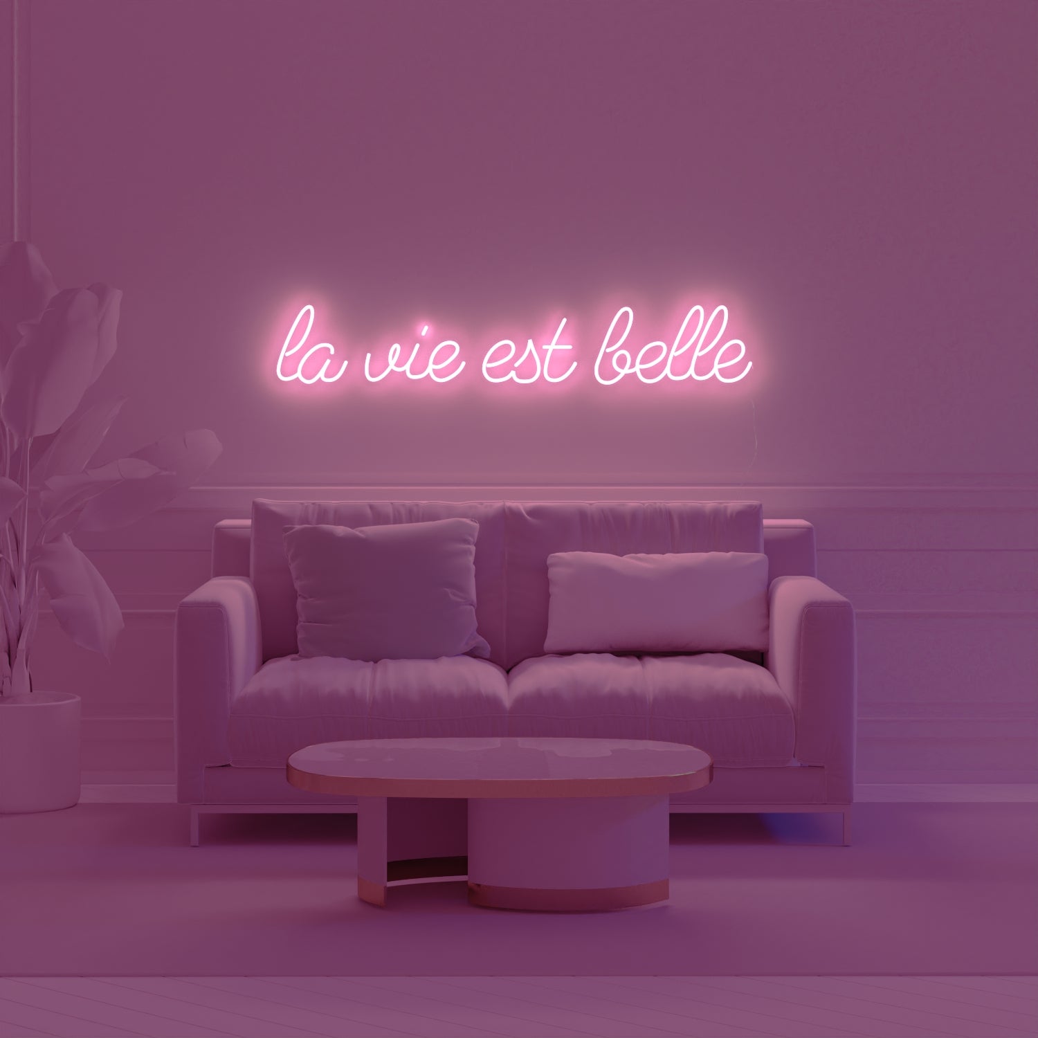 La vie est belle, signe en néon LED